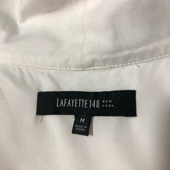 Lafayette 148 womens M white pullover shirt dress tunic toggle sleeves pockets - Picture 3 of 12